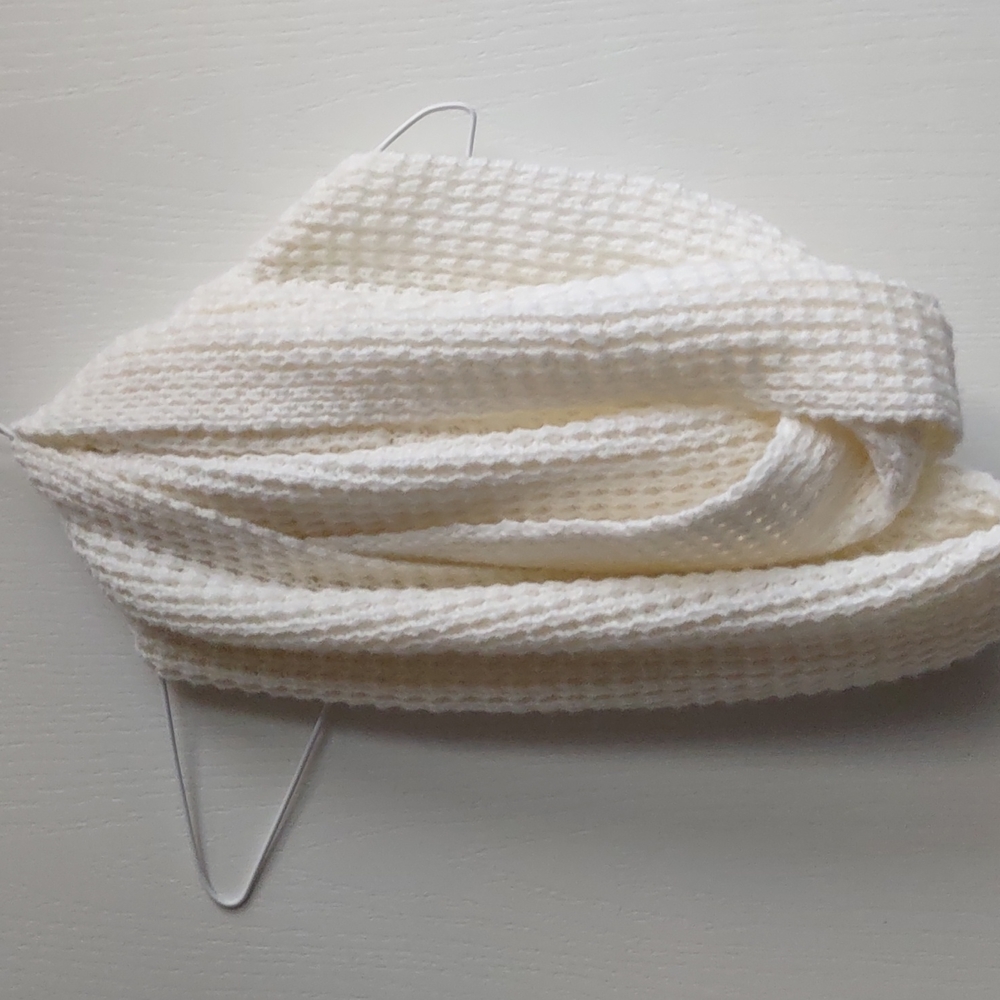 Knitted Snood, Infinity Scarf, White Cream